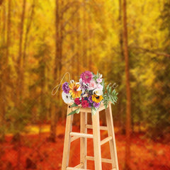 Aperturee - Autumn Golden Leaves Forest Photography Backdrop