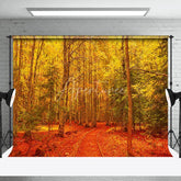 Aperturee - Autumn Golden Leaves Forest Photography Backdrop