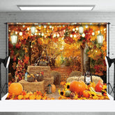 Aperturee - Autumn Maple Forest Haystack Pumpkin Backdrop