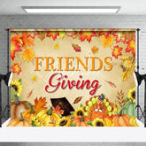 Aperturee - Autumn Maple Leaves Pumpkins Friends Giving Backdrop
