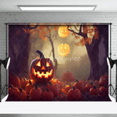 Aperturee - Autumn Pumpkin Harvest Fallen Leaves Photo Backdrop