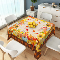 Aperturee - Autumn Sunflower Pumpkins Yellow Square Tablecloth
