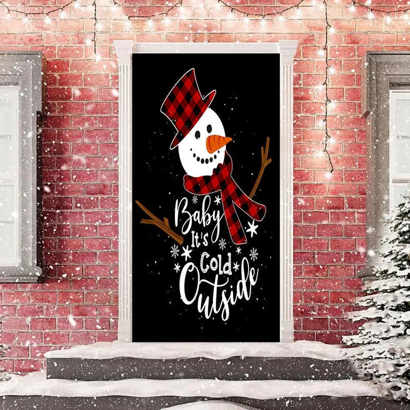 Aperturee - Baby Its Cold Outside Snowman Christmas Door Cover