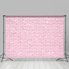 Aperturee - Baby Pink Brick Wall Girls Valentines Day Backdrop