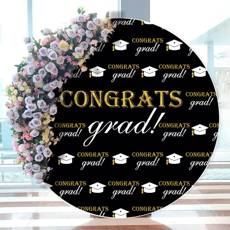 Aperturee - Bachelor Cap Black Round Graduation Backdrops For Party
