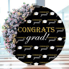 Aperturee - Bachelor Cap Black Round Graduation Backdrops For Party