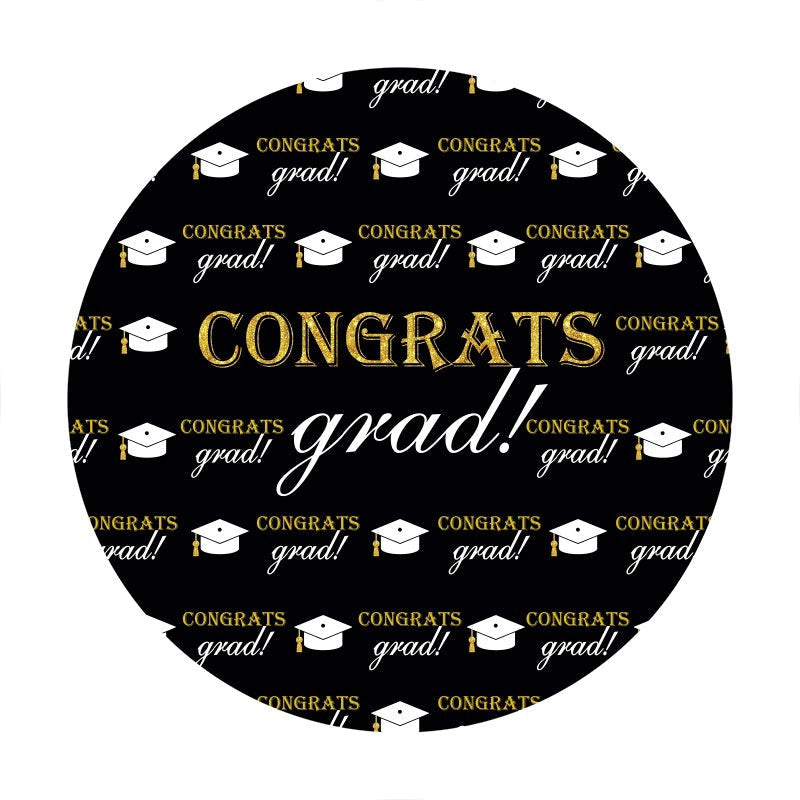 Aperturee - Bachelor Cap Black Round Graduation Backdrops For Party
