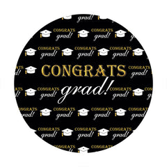 Aperturee - Bachelor Cap Black Round Graduation Backdrops For Party
