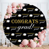 Aperturee - Bachelor Cap Black Round Graduation Backdrops For Party