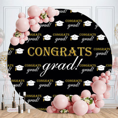 Aperturee - Bachelor Cap Black Round Graduation Backdrops For Party