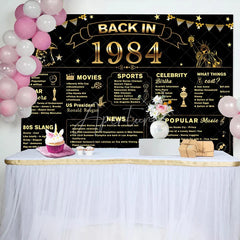 Aperturee - Back In 1984 Black Gold Star 40th Birthday Backdrop