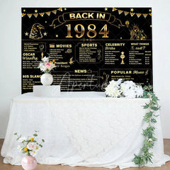 Aperturee - Back In 1984 Black Gold Star 40th Birthday Backdrop