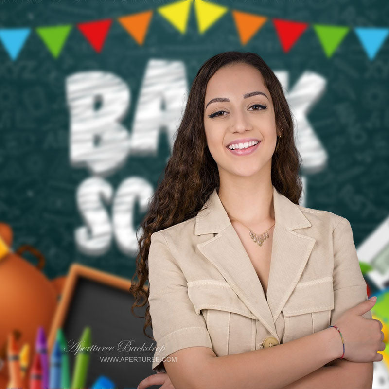 Aperturee - Back To School Pencils Photo Backdrops For Kids
