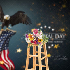 Aperturee - Bald Eagle USA Flag Glitter Bokeh Memorial Day Backdrop