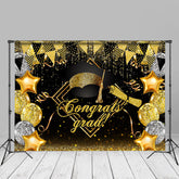Aperturee - Balloon Flag Ribbon Congrats Grad Backdrop For Photo