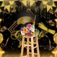 Aperturee - Balloon Flag Ribbon Congrats Grad Backdrop For Photo