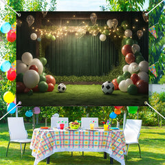 Aperturee - Balloon Football Green Birthday Cake Smash Backdrop