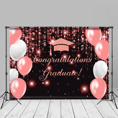 Aperturee - Balloon Glitter Pink Bokeh Graduation Photo Backdrop