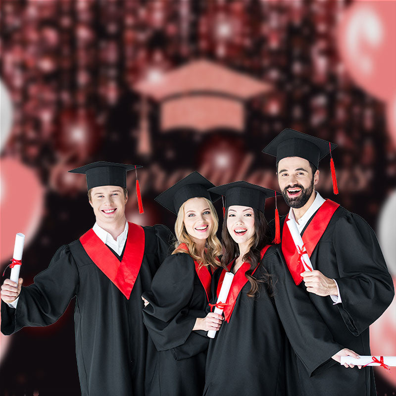 Aperturee - Balloon Glitter Pink Bokeh Graduation Photo Backdrop