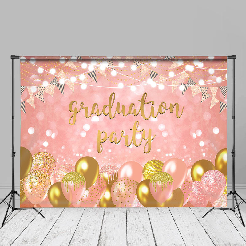 Aperturee - Balloons Glitter Bokeh Pink Grad Backdrop For Photo