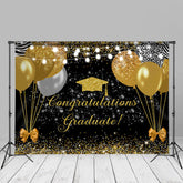 Aperturee - Balloons Gold Glitter Black Grad Backdrop For Photo