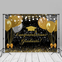 Aperturee - Balloons Gold Glitter Black Grad Backdrop For Photo