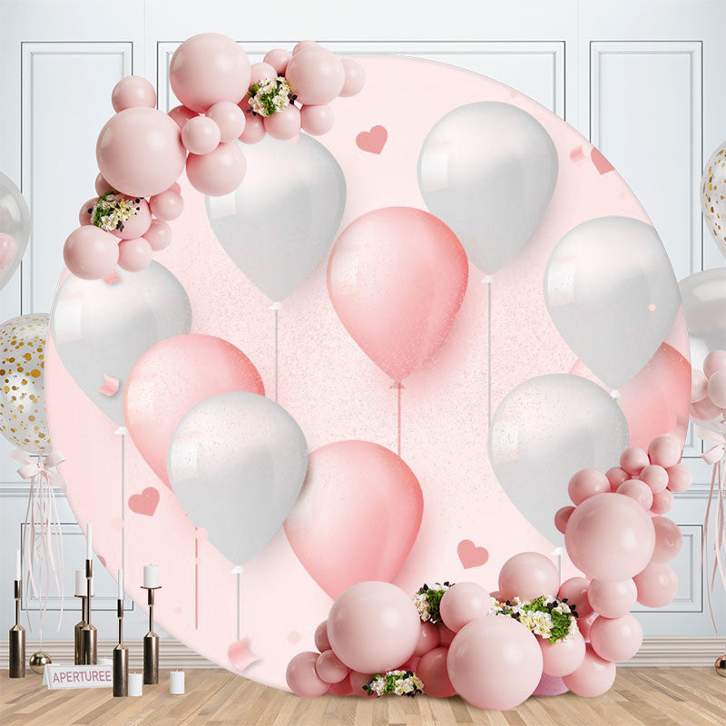 Aperturee - Balloons Theme Happy Birthday Circle Backdrop