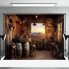 Aperturee - Barrel Western Cowboy Sunset Photo Backdrop