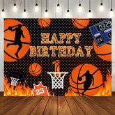 Aperturee - Basketball Court Hot Rece Theme Happy Birthday Backdrop