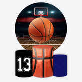 Aperturee - Basketball Field Sports Round Happy Birthday Backdrop