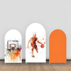Aperturee - Basketball Man Splash Ink Orange Arch Backdrop Kit