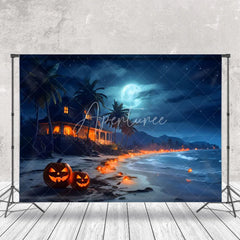 Aperturee - Beach Pumpkin Coconut Tree Photography Backdrop