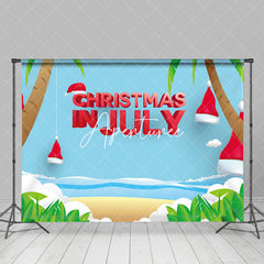 Aperturee - Beach Santa Hat Summer Christmas In July Backdrop