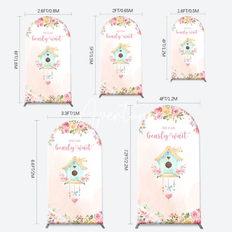 Aperturee - Bearly Wait House Floral Arch Baby Shower Backdrop