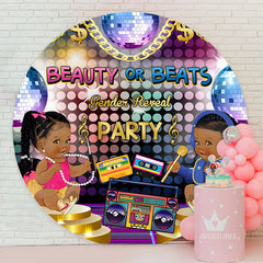 Aperturee - Beauty Or Beats Party Round Baby Shower Backdrop
