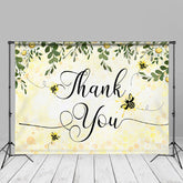 Aperturee - Bees Floral Yellow Thank You Mothers Day Photo Backdrop