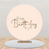 Aperturee - Beige And Brown Simple Round Birthday Party Backdrop