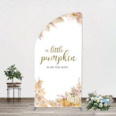 Aperturee - Beige Flower Feather Boho Arch Baby Shower Backdrop