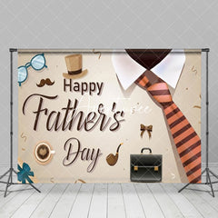 Aperturee - Beige Hat Bag Tie Gifts Happy Fathers Day Backdrop