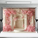 Aperturee - Beige Luxury Wall Trunk Pink Floral Wedding Backdrop