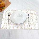 Aperturee - Beige Seamless Leaves Simple Set Of 4 Placemats