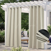 Aperturee - (7 Day Delivery) Beige Waterproof Grommet Top Outdoor Curtains for Patio