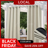 Aperturee - (7 Day Delivery) Beige Waterproof Grommet Top Outdoor Curtains for Patio