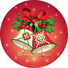 Aperturee - Bell Red Theme Round Happy Christmas Backdrop