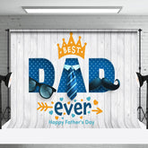 Aperturee - Best Dad Ever Tie Glasses Plank Fathers Day Backdrop