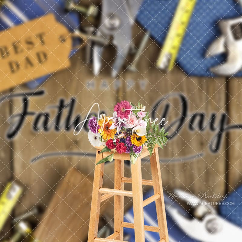 Aperturee - Best Dad Tools Brown Wooden Fathers Day Photo Backdrop