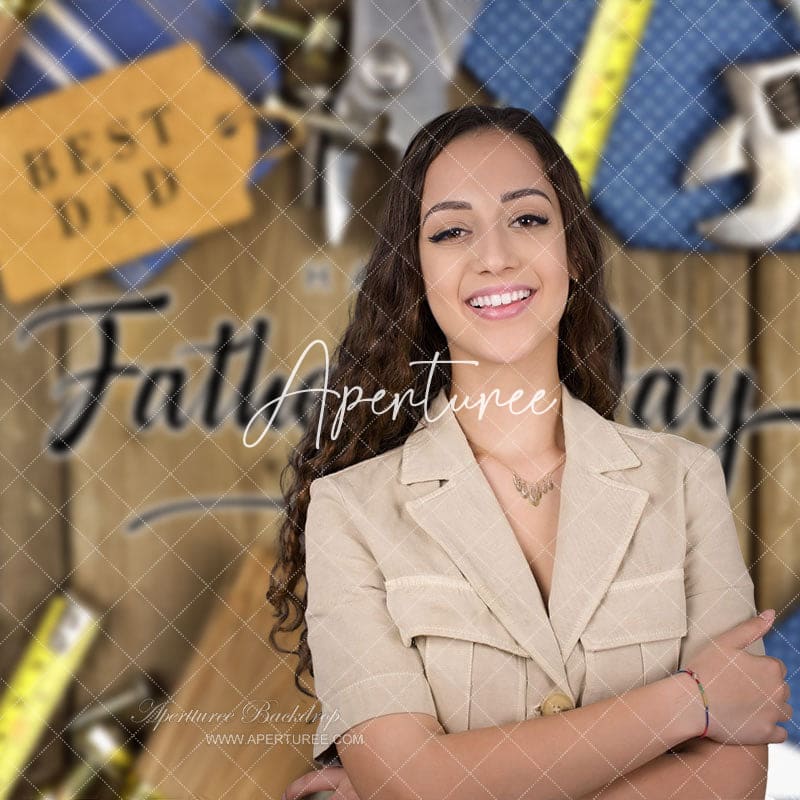Aperturee - Best Dad Tools Brown Wooden Fathers Day Photo Backdrop