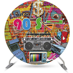 Aperturee - Best Of 90s Graffiti Brick Wall Round Party Backdrop