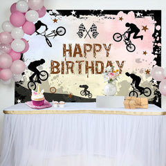 Aperturee - Bicycle Race Star Black Ink Paint Birthday Backdrop