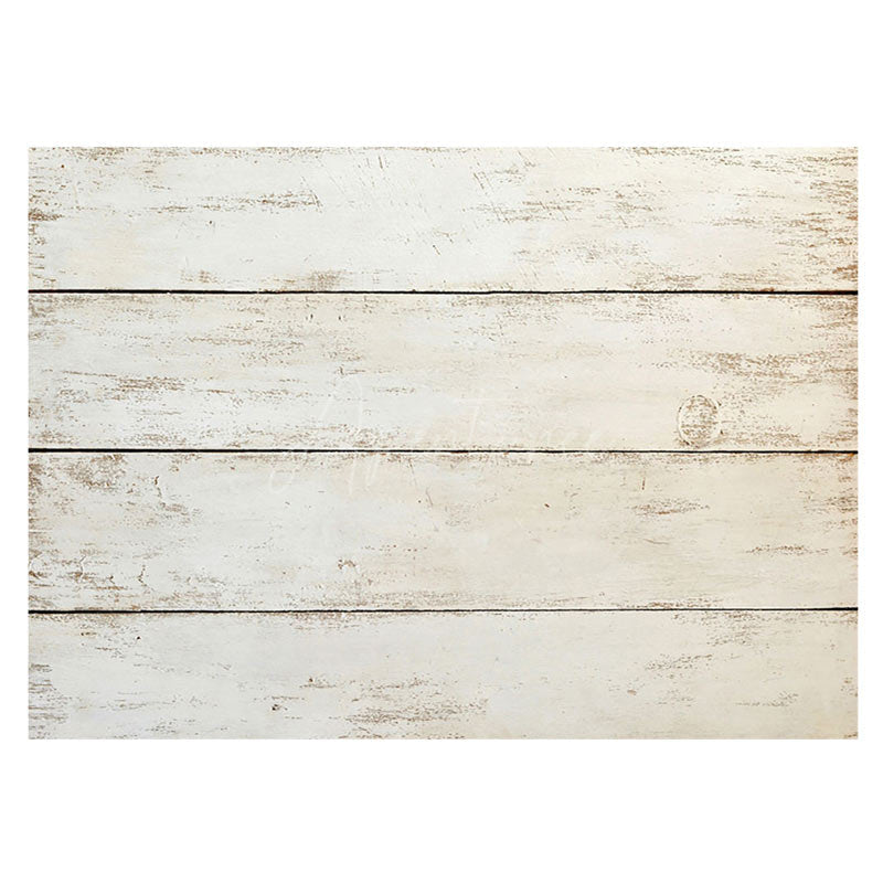 Aperturee - Biege Vintage Horizontal Stripe Wood Rubber Floor Mat